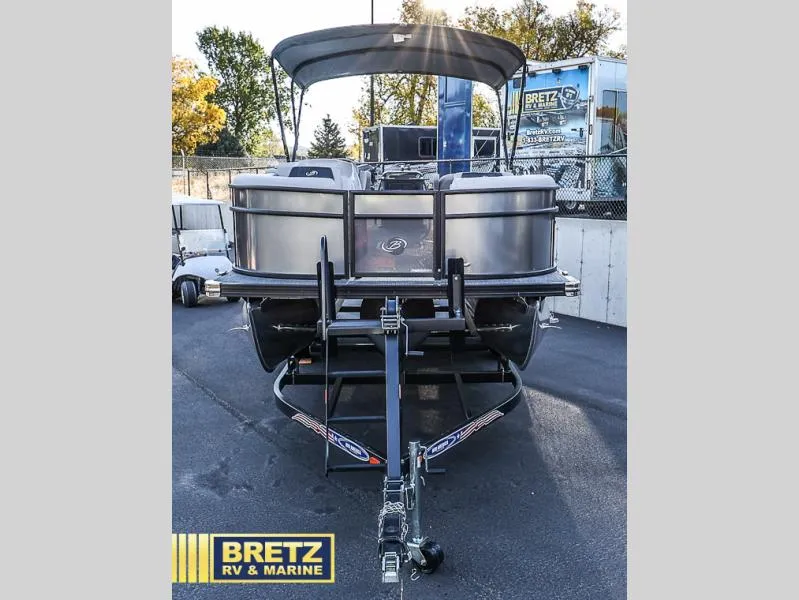 Slide: The Image of 2025 Aria Ultra-Lounge 22UC pontoon boat at Bretz RV & Marine dealership. - 3