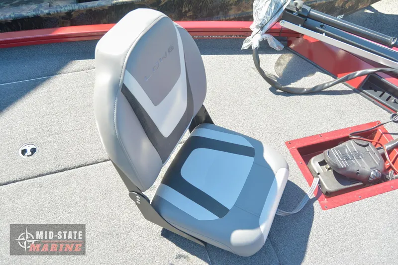 Slide: The Image of 2024 Lowe Stinger 195 Bass boat seat with Mid-State Marine logo. - 16