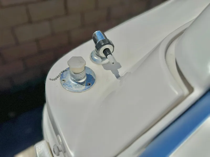 Slide: The Image of Close-up of 2012 Sea Ray 260 SD boat control panel components. - 21