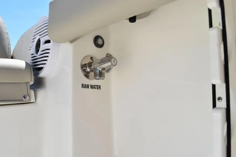 Slide: The Image of 2024 Key West 189 FS boat raw water outlet and speaker. - 37