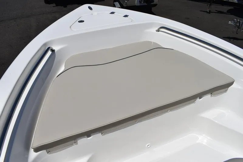 Slide: The Image of 2024 Key West 189 FS boat bow seating area with cushioned pad. - 41