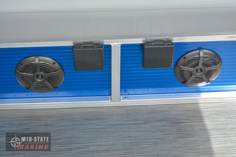 Slide: The Image of 2024 Lowe Ultra 200 Cruise boat speakers and deck detail. - 19