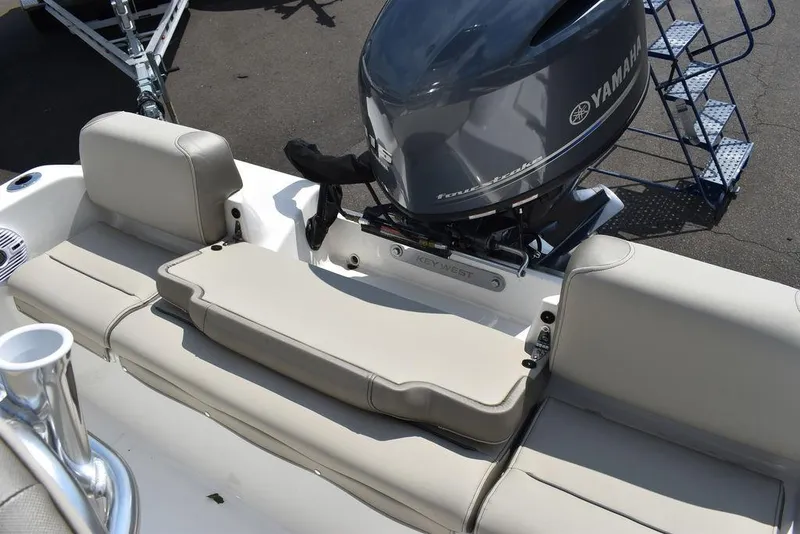 Slide: The Image of 2024 Key West 189 FS boat with Yamaha outboard motor, rear seating view. - 19