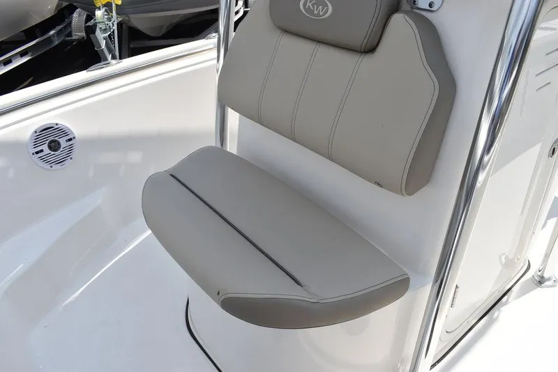 Slide: The Image of 2024 Key West 189 FS boat seat with sleek design and comfortable padding. - 32