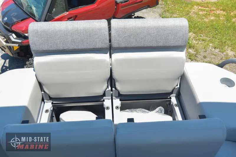 Slide: The Image of 2023 Sea-Doo Switch Sport 21 rear seats with storage compartments, Mid-State Marine. - 20
