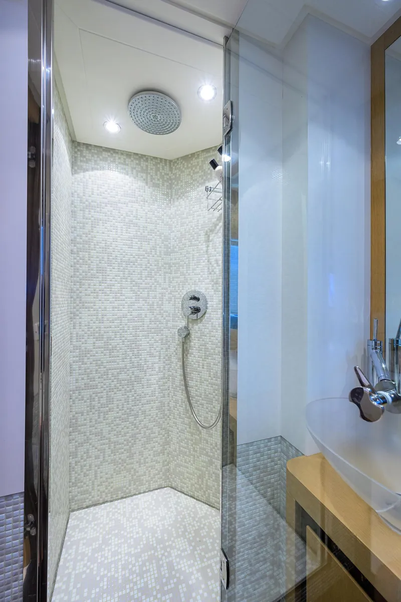Slide: The Image of Luxurious shower in 2009 Pershing 90 Express yacht bathroom. - 32