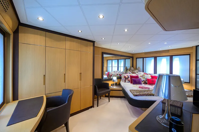 Slide: The Image of Luxurious interior of 2009 Pershing 90 Express yacht with modern furnishings. - 4