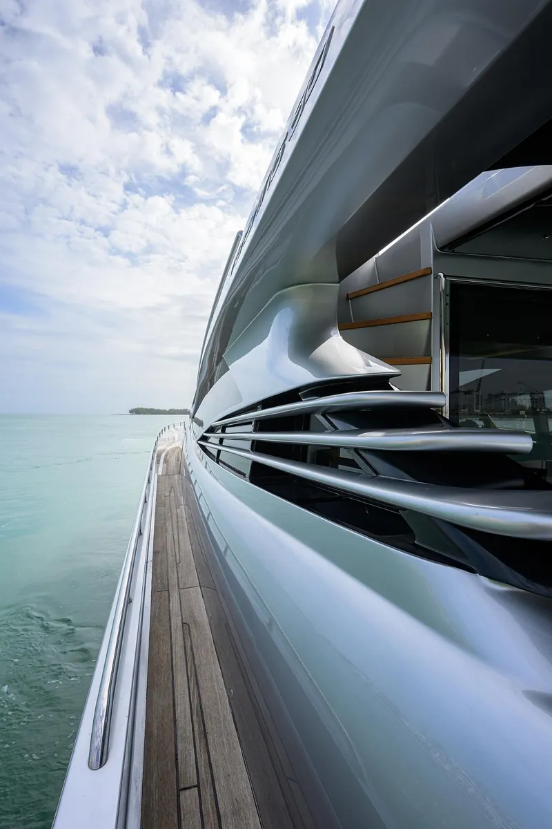Slide: The Image of Side view of 2009 Pershing 90 Express yacht on calm sea. - 45