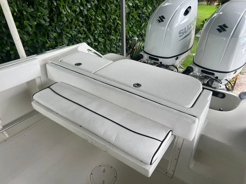 Slide: The Image of 2000 Hydra-Sports 2400 CC Vector boat with dual Suzuki outboard engines. - 10