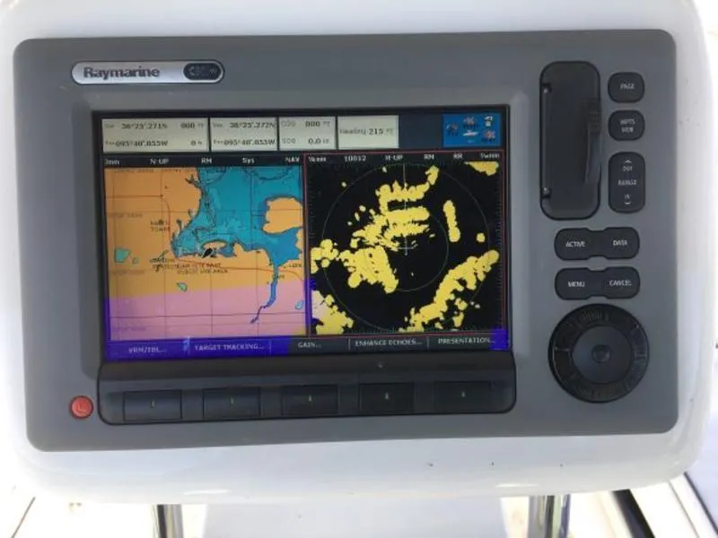 Slide: The Image of Raymarine navigation system on a 2012 Hunter 36E sailboat. - 13