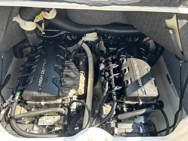 Slide: The Image of 2016 Yamaha Boats AR240 twin high output engines in engine compartment. - 4