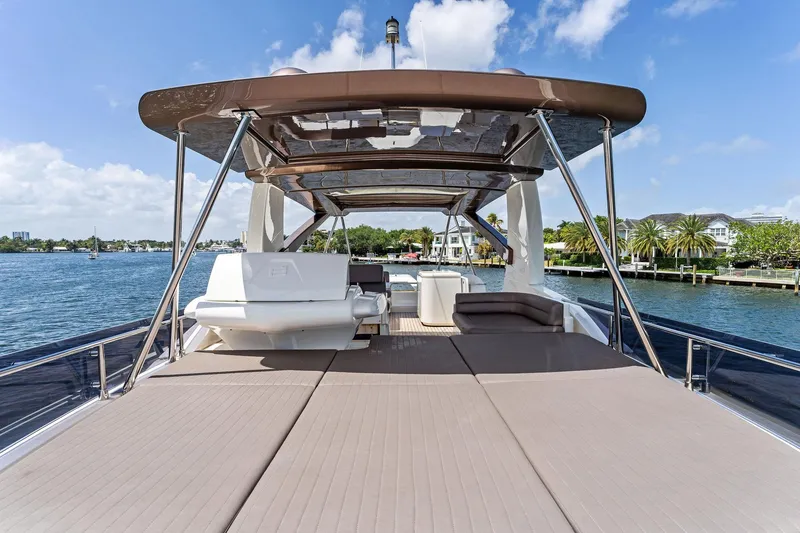 Slide: The Image of Luxurious 2015 Ferretti Yachts 690 with spacious deck, scenic waterfront view. - 33