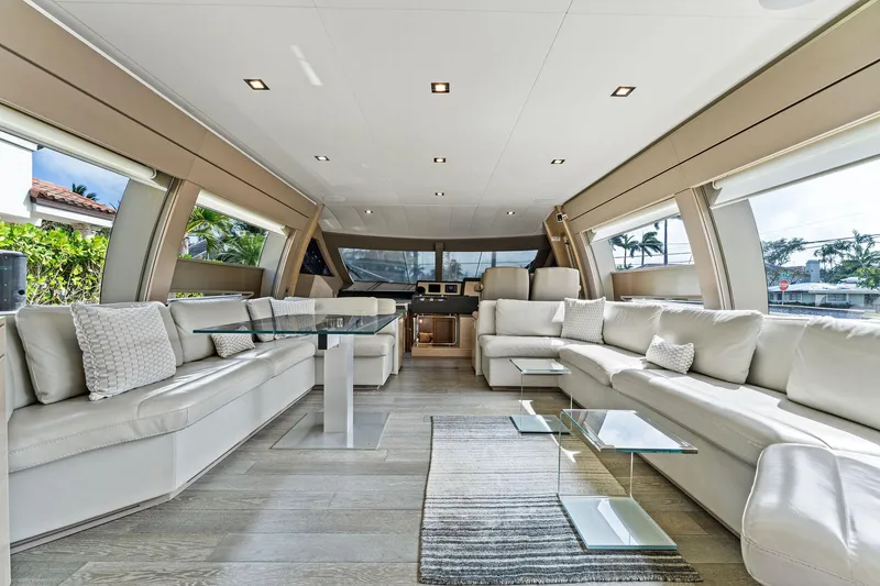 Slide: The Image of Luxurious interior of 2015 Ferretti Yachts 690 with elegant seating and modern design. - 44