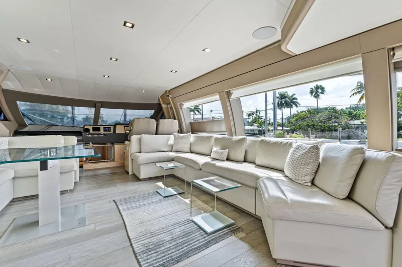 Slide: The Image of Luxurious interior of 2015 Ferretti Yachts 690 with elegant seating and modern design. - 45