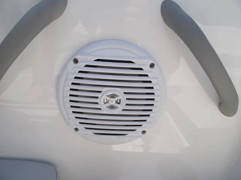 Slide: The Image of Close-up of a speaker on a 2024 Bayliner Element M17 boat. - 16