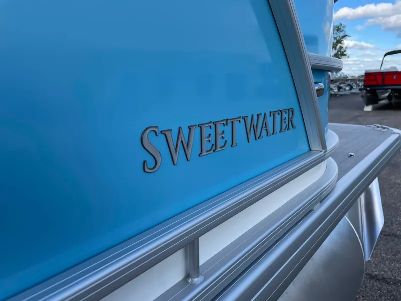 Slide: The Image of Close-up of 2024 Godfrey Sweetwater 2086 BF boat nameplate. - 20