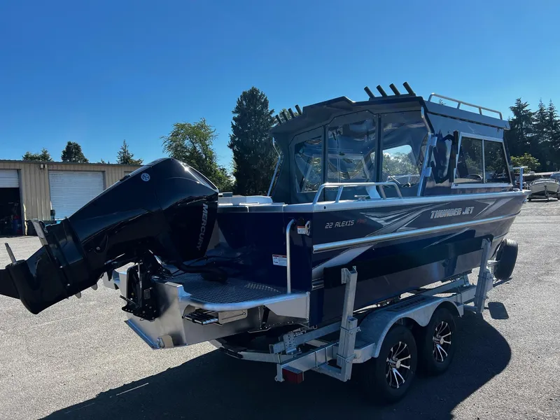 Slide: The Image of 2024 Thunder Jet 22 Alexis Pro boat on a trailer, rear view. - 5