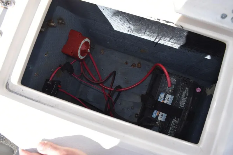 Slide: The Image of Battery compartment of a 1987 Chris-Craft 213 SeaHawk CC boat. - 37