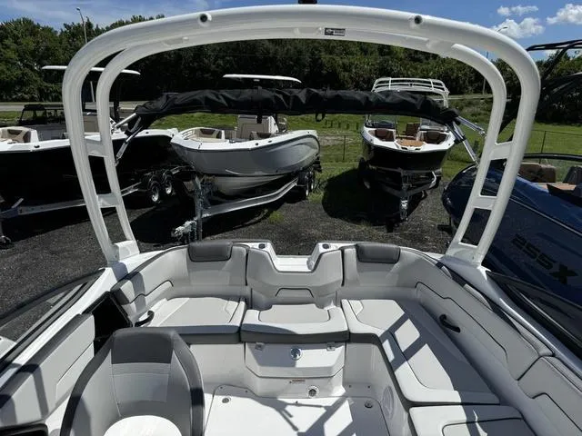 Slide: The Image of 2024 Yamaha Boats AR190 interior, showcasing spacious seating and sleek design. - 11