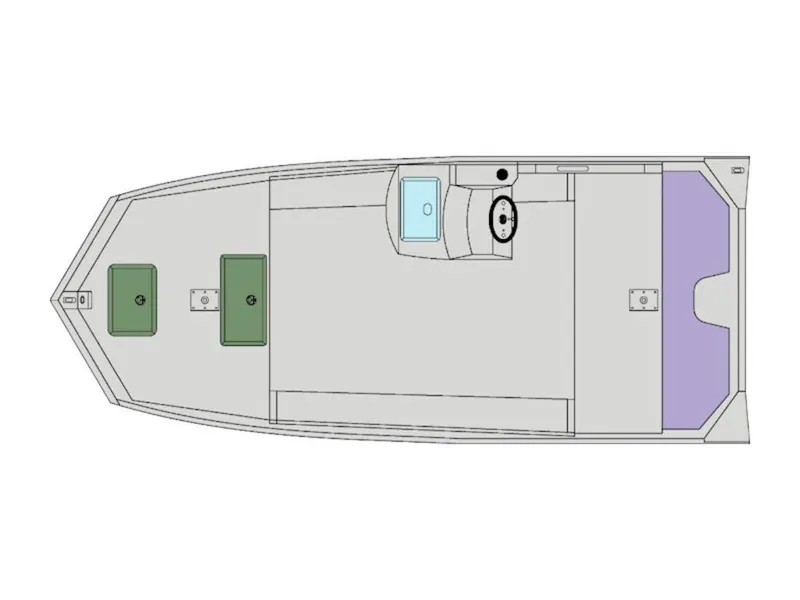 Slide: The Image of 2025 SeaArk Shadow 17 Side Console boat with camouflage design on a parking lot. - 12