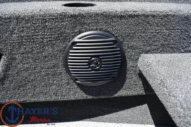 Slide: The Image of Close-up of speaker on 2025 Lund 1775 Adventure SS boat interior. - 11