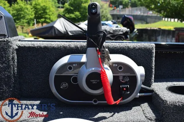 Slide: The Image of Control panel of a 2025 Lund 1775 Adventure SS boat at Thayer's Marine. - 9