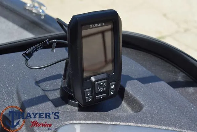 Slide: The Image of Garmin fishfinder on 2024 Tracker Pro Guide™ V-16 WT boat dashboard at Thayer's Marine. - 4