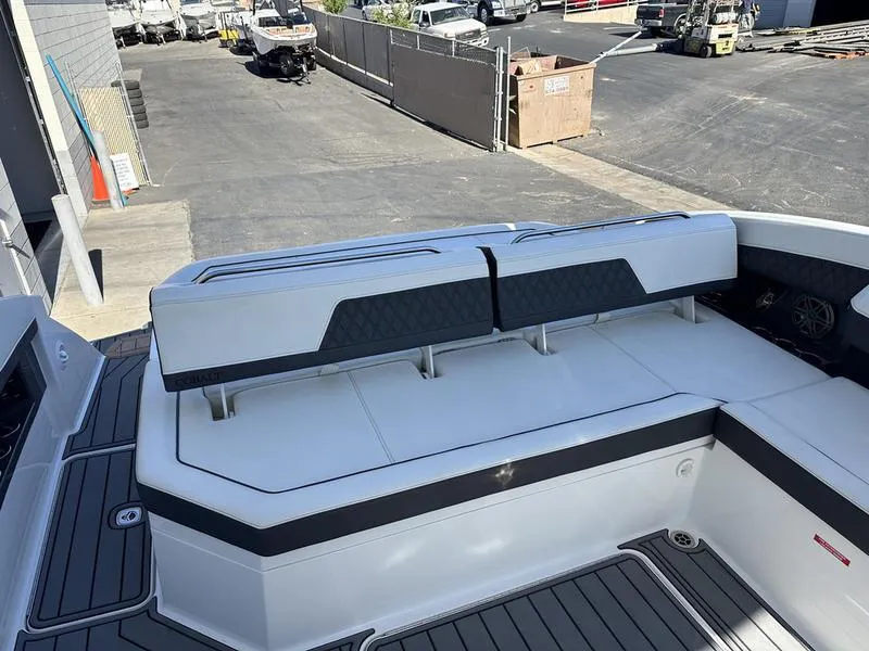 Slide: The Image of 2023 Cobalt R33 boat interior with sleek seating and modern design. - 31