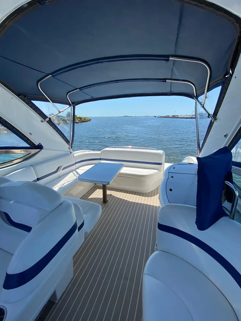 Slide: The Image of 2004 Formula 370 Super Sport boat interior with ocean view. - 8