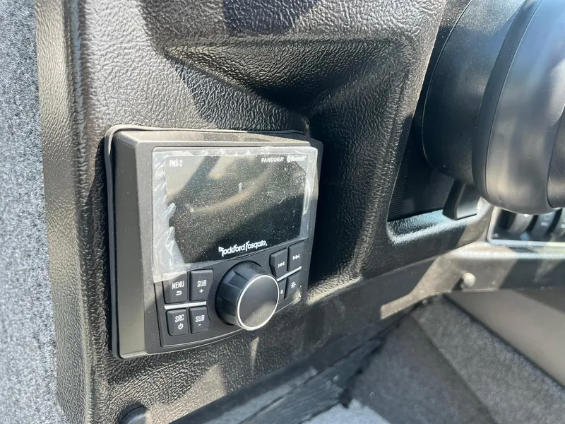 Slide: The Image of Close-up of 2025 Lund 2275 Baron dashboard with Rockford Fosgate audio system. - 41