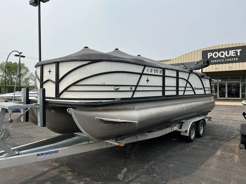 Slide: The Image of 2021 Berkshire 23 SB2 STS pontoon boat on a trailer at Poquet Service Center. - 0