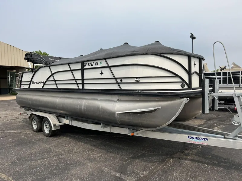 Slide: The Image of 2021 Berkshire 23 SB2 STS pontoon boat on a trailer. - 3