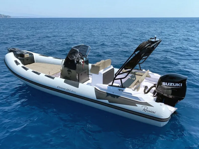 Slide: The Image of 2025 Ranieri CAYMAN 23 Sport boat on open blue water. - 3
