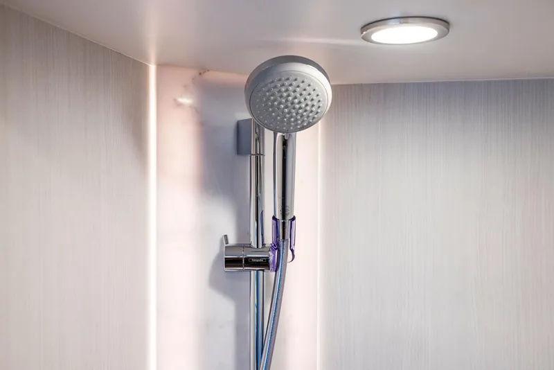 Slide: The Image of Showerhead in Fairline Targa 50 GT yacht, 2025 model, with modern chrome finish. - 35