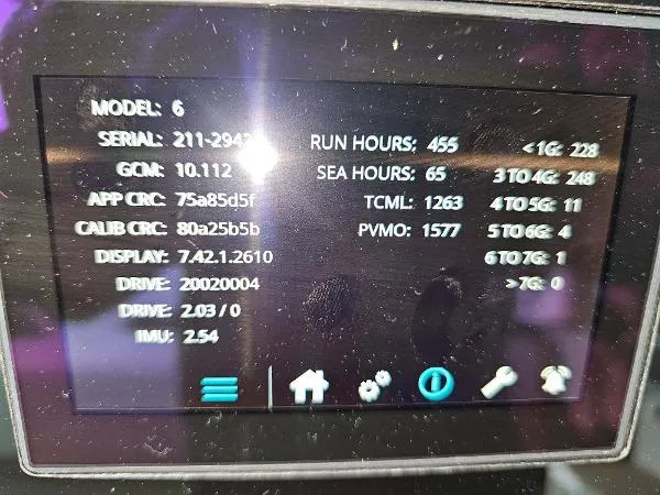 Slide: The Image of Digital display showing engine diagnostics for a 2021 Tiara Sport 43 LE boat. - 38