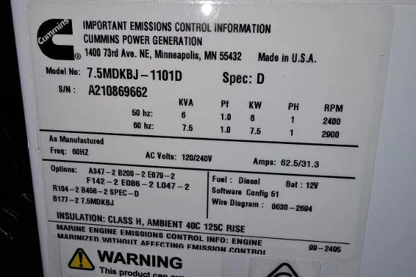 Slide: The Image of 2021 Tiara Sport 43 LE Cummins Power Generation emissions control label - 40