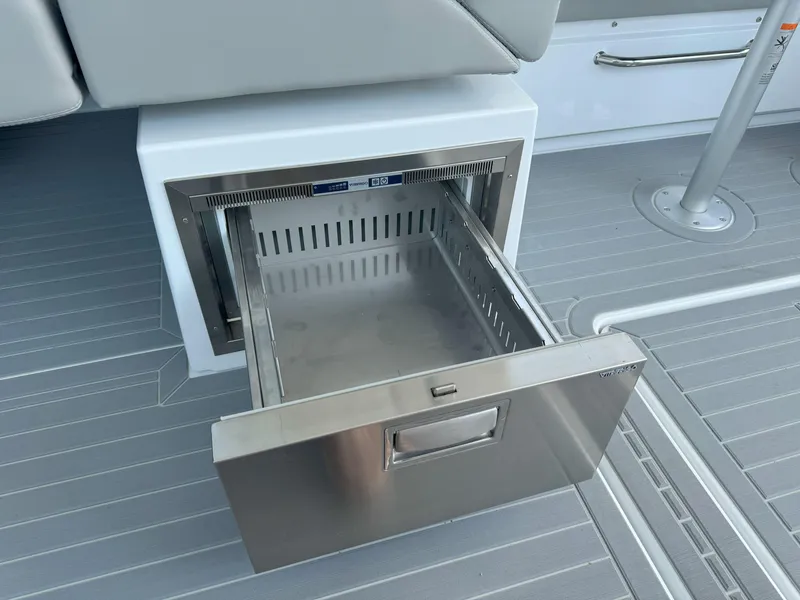 Slide: The Image of Stainless steel drawer on 2025 Cruisers Yachts 34 GLS Outboard deck. - 34