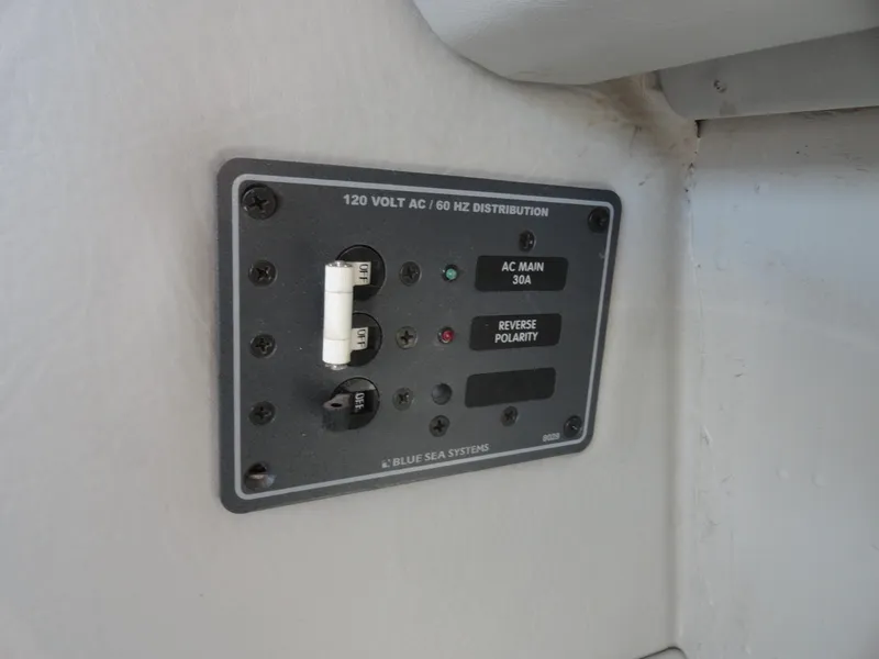 Slide: The Image of Electrical panel of 1996 Hallett Party Cruiser Gull Wing 300 boat. - 15