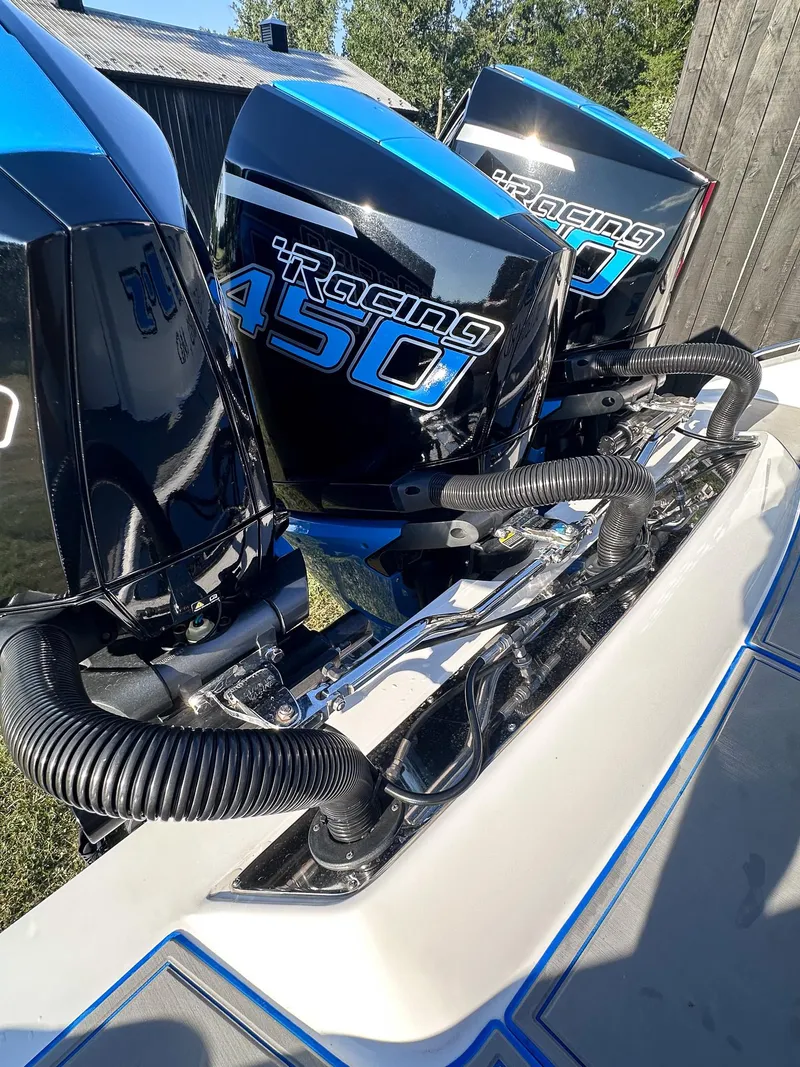 Slide: The Image of 2021 Cigarette 39 GTS boat with twin Racing 450 engines. - 13