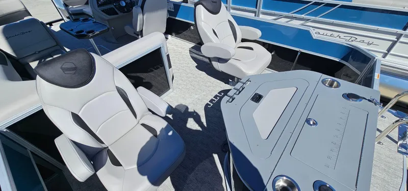 Slide: The Image of Luxury seating on 2025 South Bay 224FCRLE pontoon boat. - 11