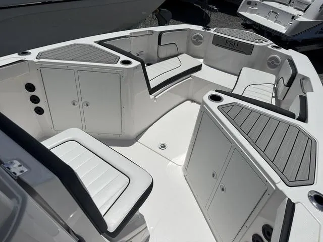 Slide: The Image of Outdoor dealership showcasing Yamaha Boats, including the 2024 Yamaha 222 FSH Sport E model. - 8