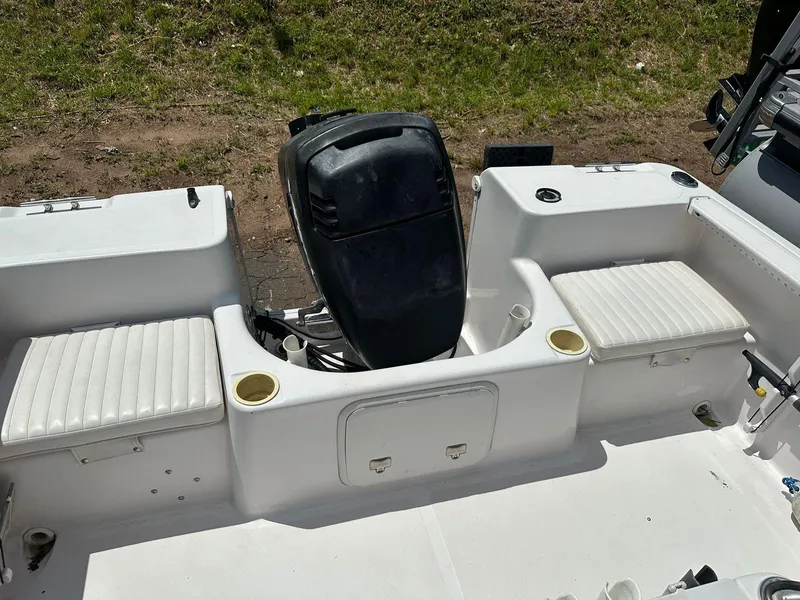 Slide: The Image of 2002 Pro-Line 20 Sport boat with outboard motor and seating. - 28