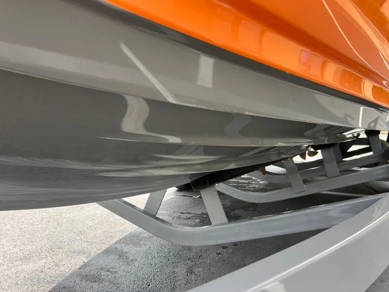 Slide: The Image of Close-up of 2017 Tigé R21 boat hull on trailer. - 20