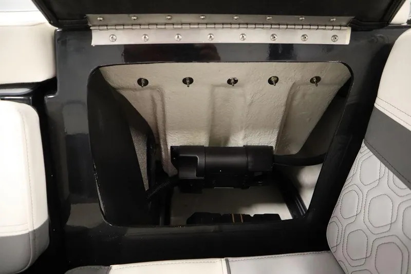 Slide: The Image of 2024 Heyday H22 boat storage compartment with open hatch. - 11