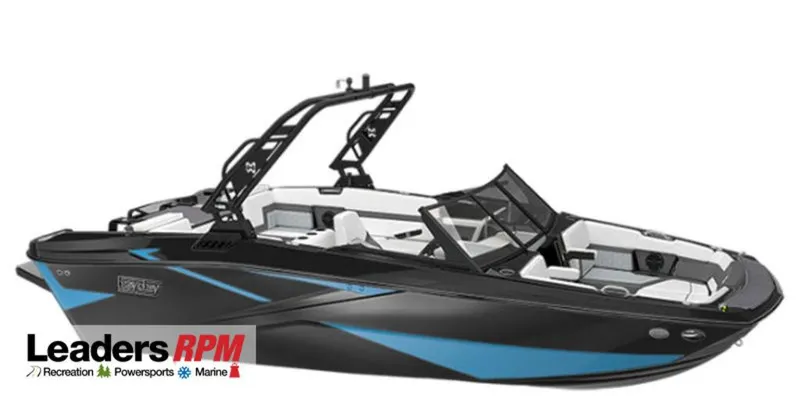 Slide: The Image of 2024 Heyday H22 boat with sleek black and blue design, showcased by Leaders RPM. - 30