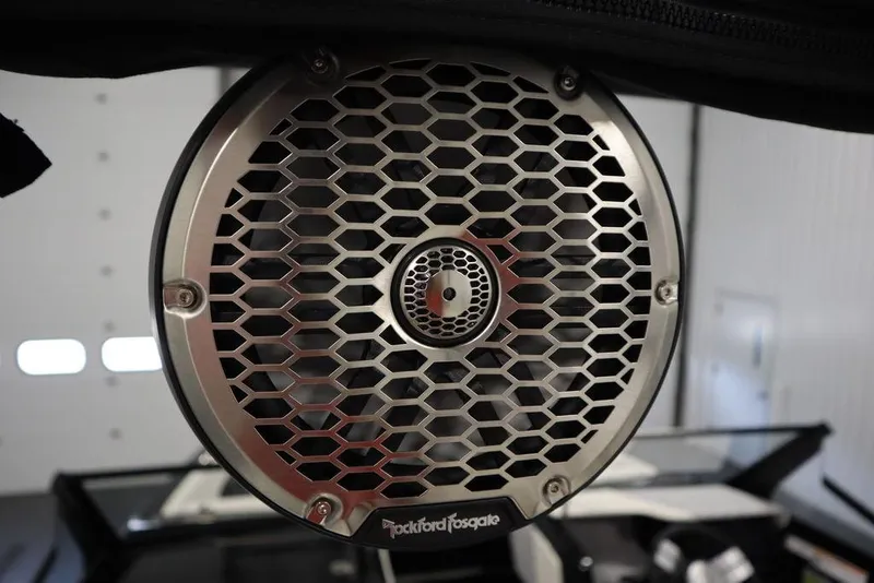 Slide: The Image of Close-up of Rockford Fosgate speaker on 2024 Heyday H22 boat. - 34