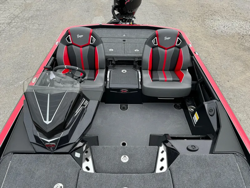 Slide: The Image of 2024 Ranger Z521R Ranger Cup Equipped boat interior with dual seats and sleek design. - 17