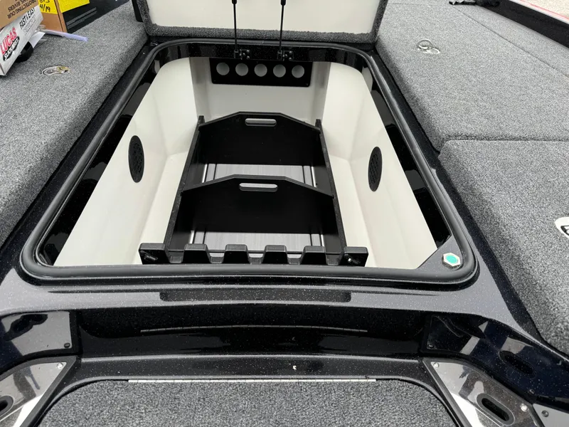 Slide: The Image of 2024 Ranger Z521R Ranger Cup Equipped boat storage compartment, open and empty. - 6