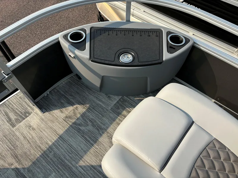 Slide: The Image of 2024 Ranger Reata 220F boat interior with seating and cup holders. - 7