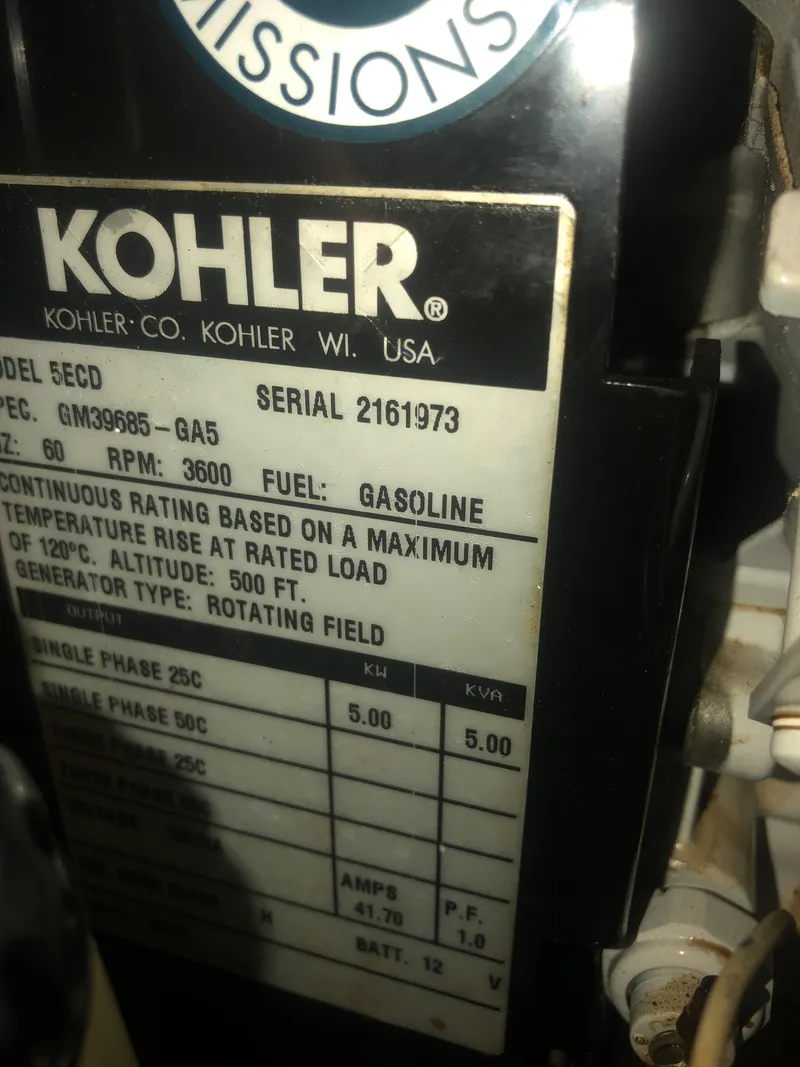 Slide: The Image of Kohler generator label on 2008 Chaparral 330 Signature boat. - 20